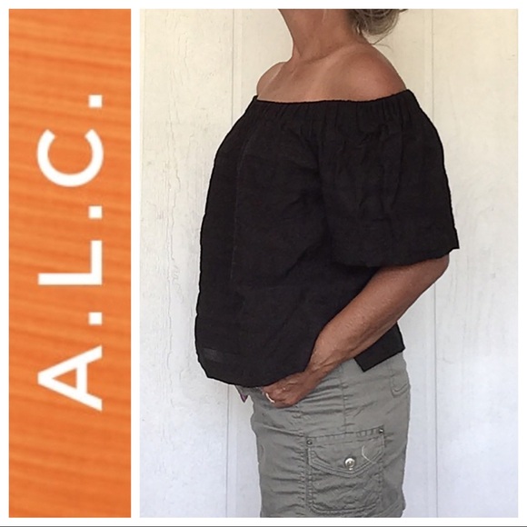 NEW A.L.C. BLACK OFF THE SHOULDER TOP SIZE 8 NWT - Picture 3 of 8